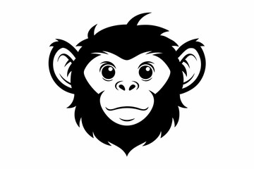 Fototapeta premium monkey head silhouette line art vector illustration with a white background