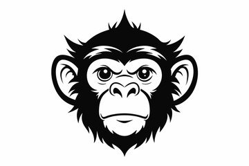 Fototapeta premium monkey head silhouette line art vector illustration with a white background