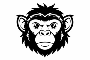 Obraz premium monkey head silhouette line art vector illustration with a white background