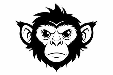 Obraz premium monkey head silhouette line art vector illustration with a white background