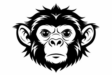Obraz premium monkey head silhouette line art vector illustration with a white background