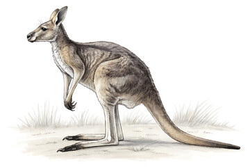 Kangaroo Pencil Hand Drawn Isolated