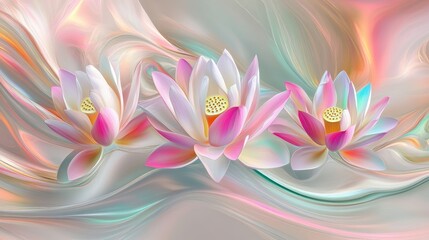 Fototapeta premium Delicate lotus blossoms on flowing fabric