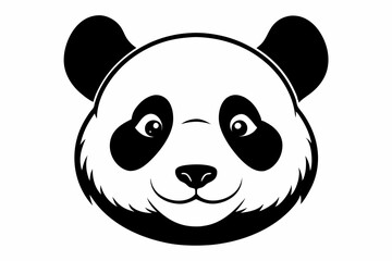panda head silhouette line art vector illustration with a white background