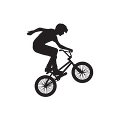 Obraz premium silhouette of a person playing bmx, editable vector image