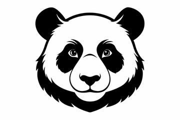 panda head silhouette line art vector illustration with a white background
