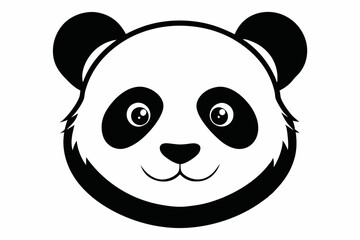 panda head silhouette line art vector illustration with a white background