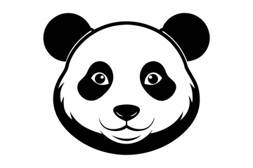 panda head silhouette line art vector illustration with a white background