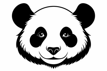 panda head silhouette line art vector illustration with a white background