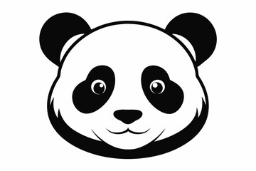 panda head silhouette line art vector illustration with a white background
