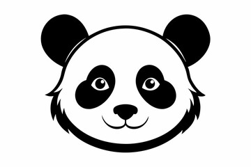 Fototapeta premium panda head silhouette line art vector illustration with a white background