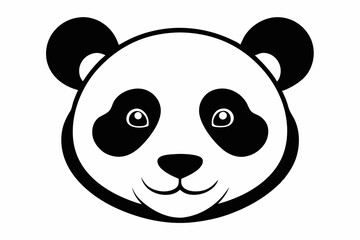 panda head silhouette line art vector illustration with a white background