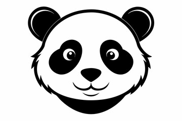 panda head silhouette line art vector illustration with a white background