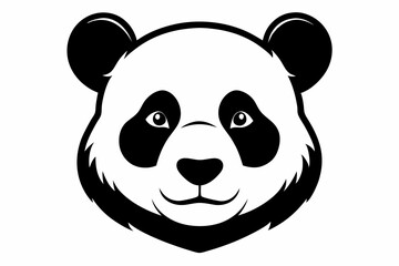 panda head silhouette line art vector illustration with a white background
