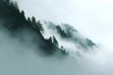 Fototapeta premium serene coastal cliff in austria enveloped in morning mist and fog