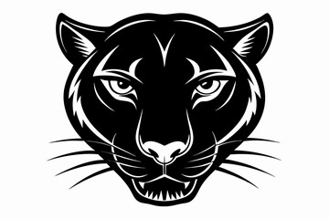 panther head silhouette line art vector illustration with a white background