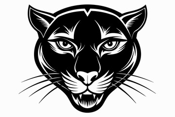 panther head silhouette line art vector illustration with a white background