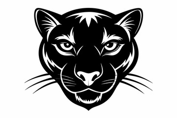 panther head silhouette line art vector illustration with a white background