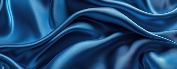 Obraz premium Deep blue satin fabric drapes elegantly