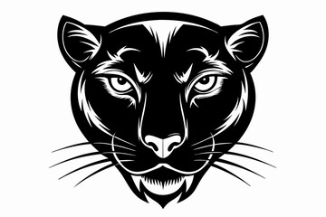 panther head silhouette line art vector illustration with a white background