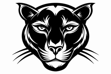 panther head silhouette line art vector illustration with a white background