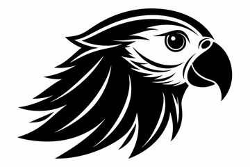 parakeet silhouette line art vector illustration with a white background