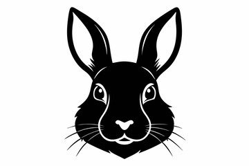 rabbit head silhouette line art vector illustration with a white background