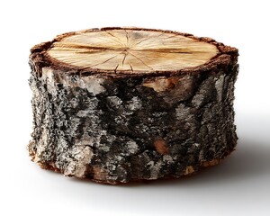 Wooden stump against white background