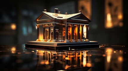 Illustration of economic systems, financial reserves, banking institutions, and finance equipment