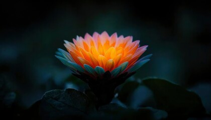 Illuminated flower in dark background