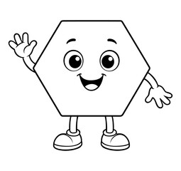 Cute Hexagon Geometric Shape Character for Early Childhood Education, Smiling Figure for Kids’ Fun Learning Activities