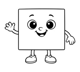 Cute Square Geometric Shape Character for Early Childhood Education, Fun Learning Activity for Kids