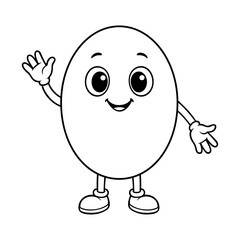 Cute Oval Geometric Shape Character for Early Childhood Education, Smiling Figure for Preschool Learning Activities