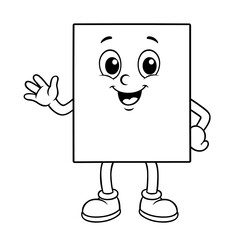 Cute Rectangle Geometric Shape Character for Early Childhood Education, Smiling Educational Figure for Kids Learning