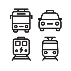 Urban Transportation Line Icons Set