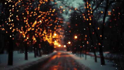 Winter night park scene