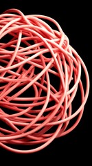 Intertwined Pink Ropes Creating Intricate Abstract Form Against Dark Background