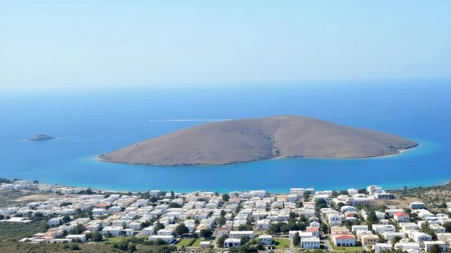 Naxos Chora Aerial View, Cyclades Island in Aegean Sea, Greece