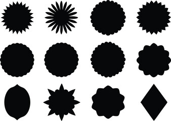 Black Vector Badge and Label Silhouette Set – Decorative Emblem Shapes Collection