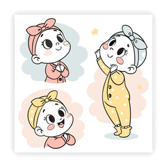 Playful Kids Doodles Baby Icons, Toys, and Scribbles