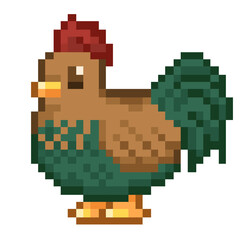 Naklejka premium Rooster chicken pixel art