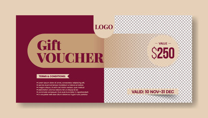 Elegant Gift Voucher for Beauty Salon and Hair Salon Promotions giveaway gift card design, Promotional Sale Discount Shopping gift card Voucher layout, discount voucher graphic template