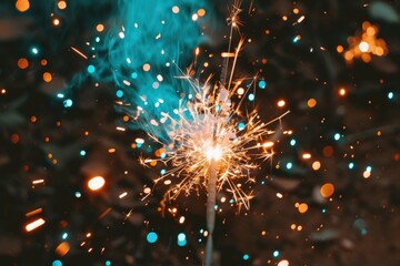 Celebratory sparkler action outdoor festival photography nighttime close-up vibrant atmosphere