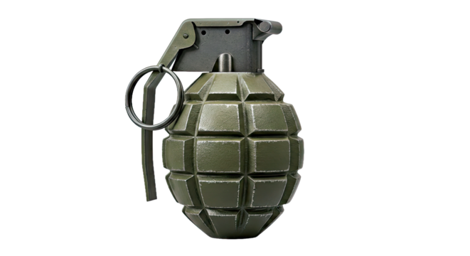 Military grenade on transparent background - Powered by Adobe