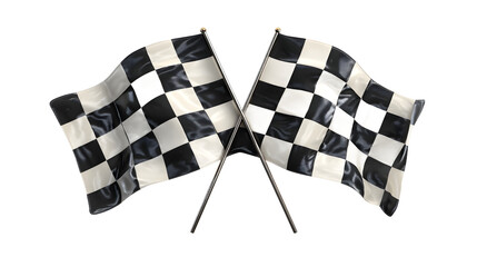 Two crossed checkered flags symbolizing racing and competition.