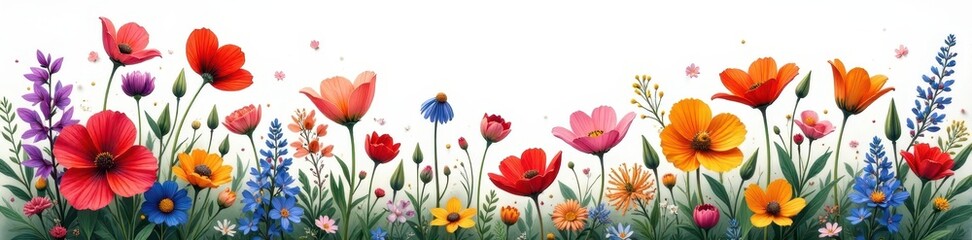 Obraz premium Intricate wildflower details, vivid hues against pure white , photography, white background, spring