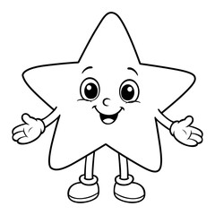 Cute Star Shape Character for Early Childhood Education, Smiling Geometric Figure for Kids’ Learning and Coloring Activities