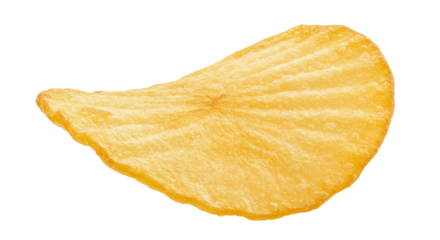 One tasty ridged potato chip in air isolated on white