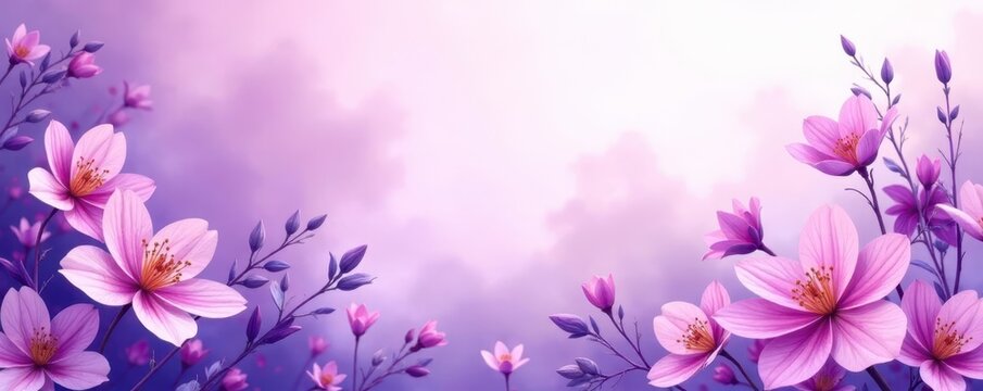 Purple floral watercolor background for memorial service , serenity, calm