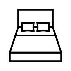 Bed icon illustrating a sleeping place for home, hotel, or room design